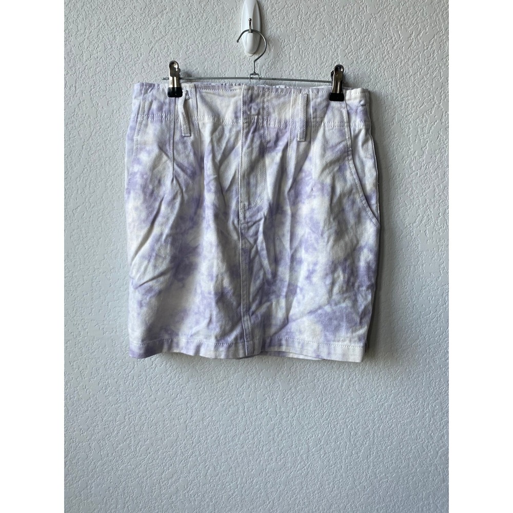 Denim Blvd Womens Tie Dye Boho Mini Skirt Size M Purple White